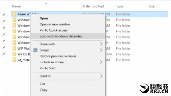 Windows 10更新贴心改造：右键Defender扫描