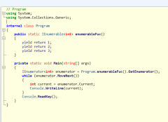 其中包含三个yield returnpublic static IEnumerableint enumerableFuc