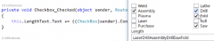  this.LengthText.Text +=((CheckBox)sender). Context ; 加一个功能R