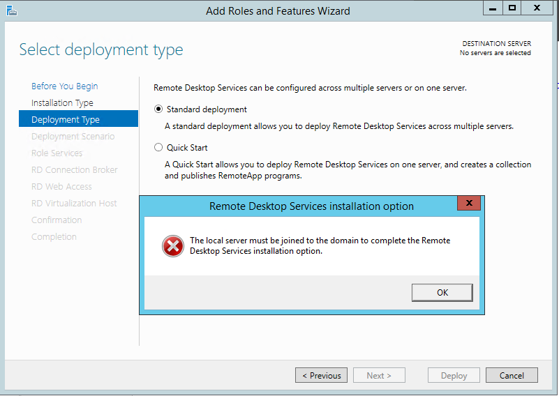 在事情组的环境中配置Windows 2012 R2的长途桌面处事